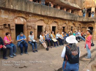 Group at  Udayagiri Caves - Tourist attraction in  Bhubaneswar, Odisha